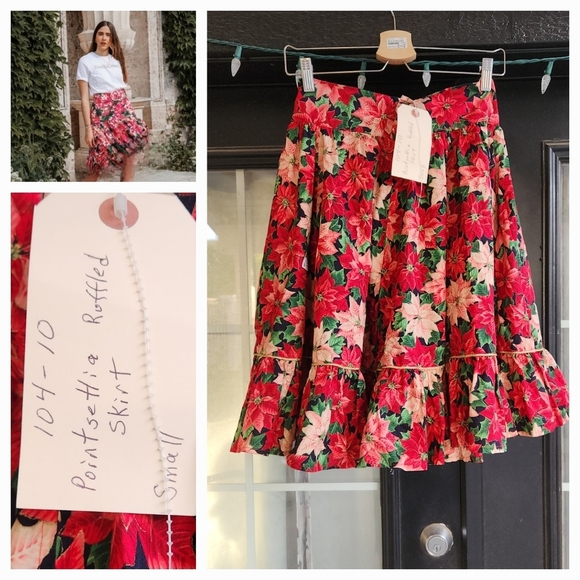 CHRISTMAS‎ POINSETTIA SKIRT - Picture 1 of 3